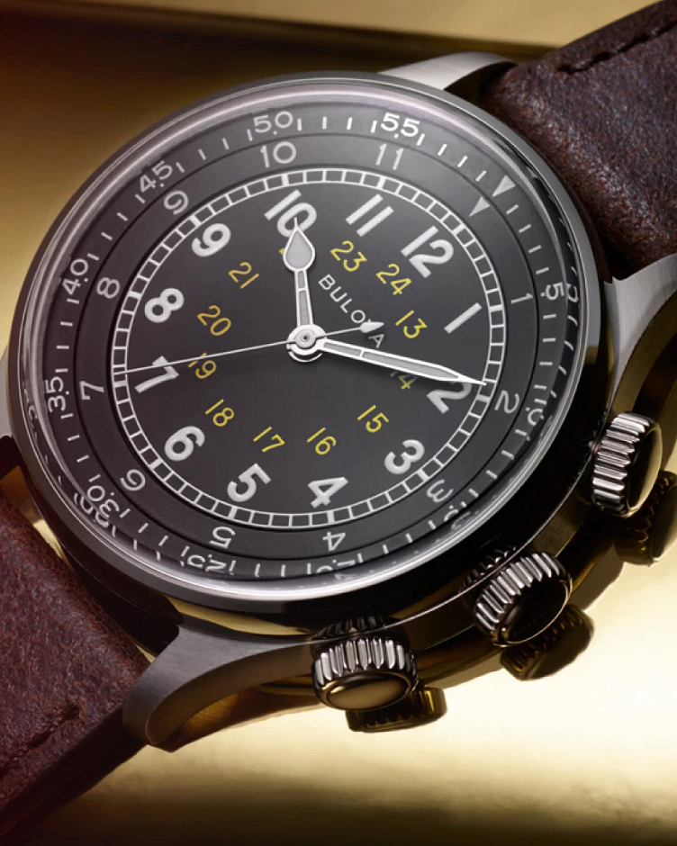 Black Dial Leather Strap A-15 Pilot 96A245 | Bulova Black Dial Leather Strap A-15 Pilot 96A245 | Bulova